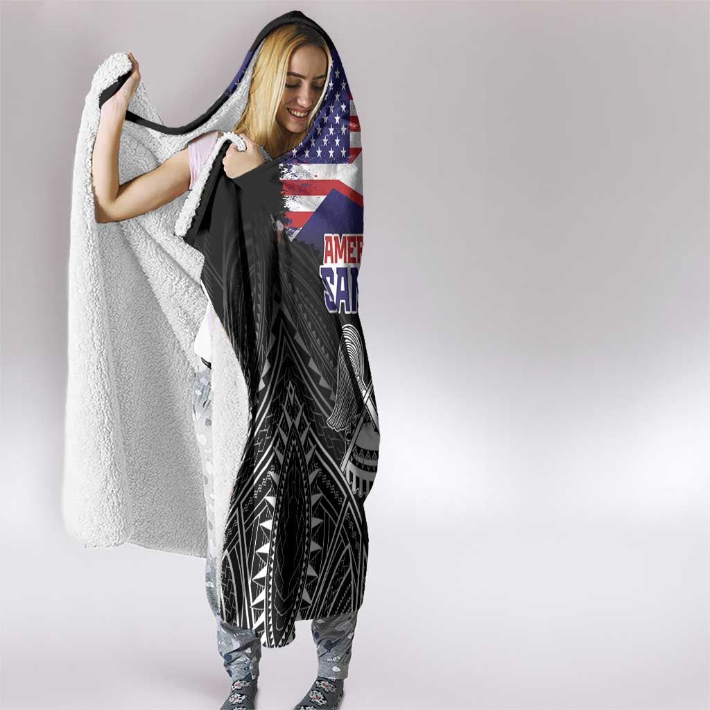 American Samoa Flag Day Hooded Blanket Bald Eagle With Polynesian Pattern LT05 - Polynesian Pride