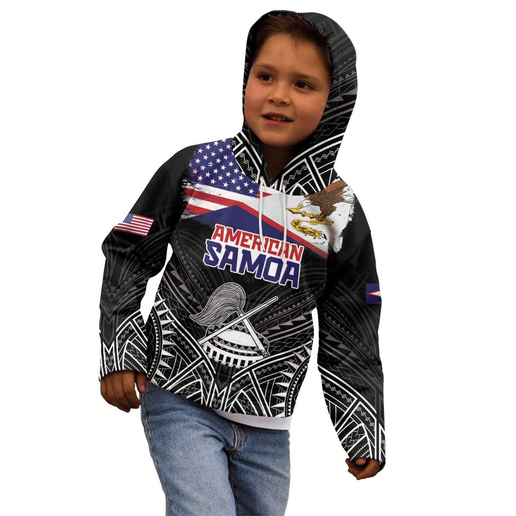 Personalised American Samoa Flag Day Kid Hoodie Bald Eagle With Polynesian Pattern LT05 - Polynesian Pride