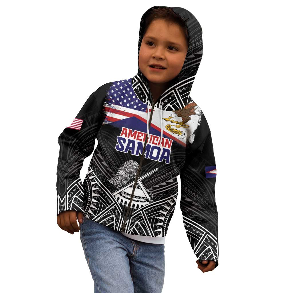 Personalised American Samoa Flag Day Kid Hoodie Bald Eagle With Polynesian Pattern LT05 - Polynesian Pride