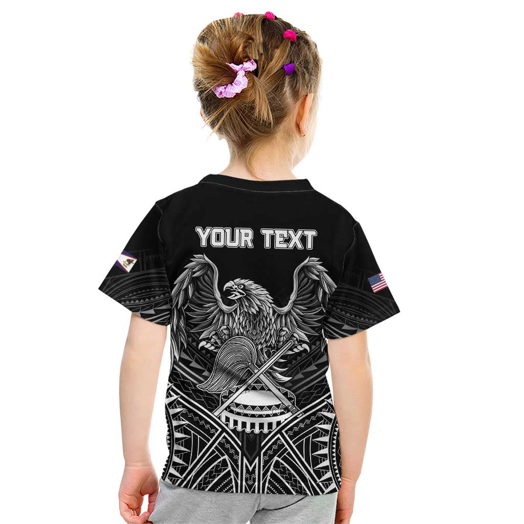 Personalised American Samoa Flag Day Kid T Shirt Bald Eagle With Polynesian Pattern LT05 - Polynesian Pride