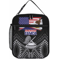 American Samoa Flag Day Lunch Bag Bald Eagle With Polynesian Pattern LT05 10.2 × 8.3 × 4.3 inch Black - Polynesian Pride