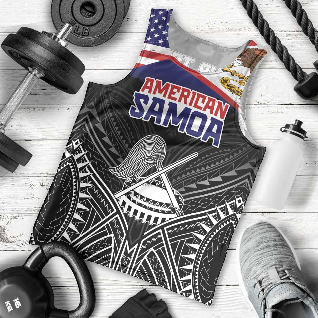 Personalised American Samoa Flag Day Men Tank Top Bald Eagle With Polynesian Pattern LT05 - Polynesian Pride