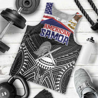 Personalised American Samoa Flag Day Men Tank Top Bald Eagle With Polynesian Pattern LT05 - Polynesian Pride