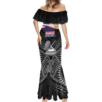 Personalised American Samoa Flag Day Mermaid Dress Bald Eagle With Polynesian Pattern LT05 - Polynesian Pride
