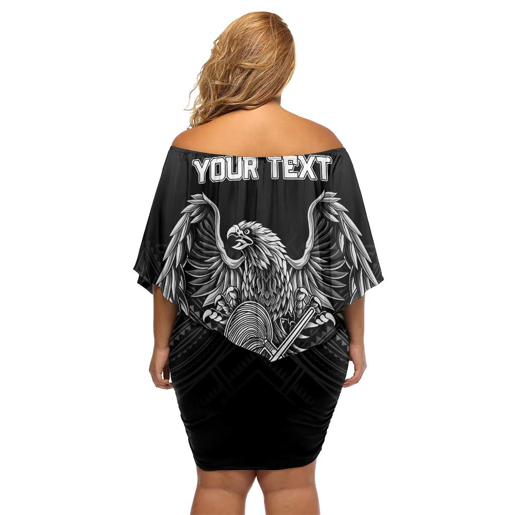 Personalised American Samoa Flag Day Off Shoulder Short Dress Bald Eagle With Polynesian Pattern LT05 - Polynesian Pride