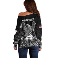Personalised American Samoa Flag Day Off Shoulder Sweater Bald Eagle With Polynesian Pattern LT05 - Polynesian Pride