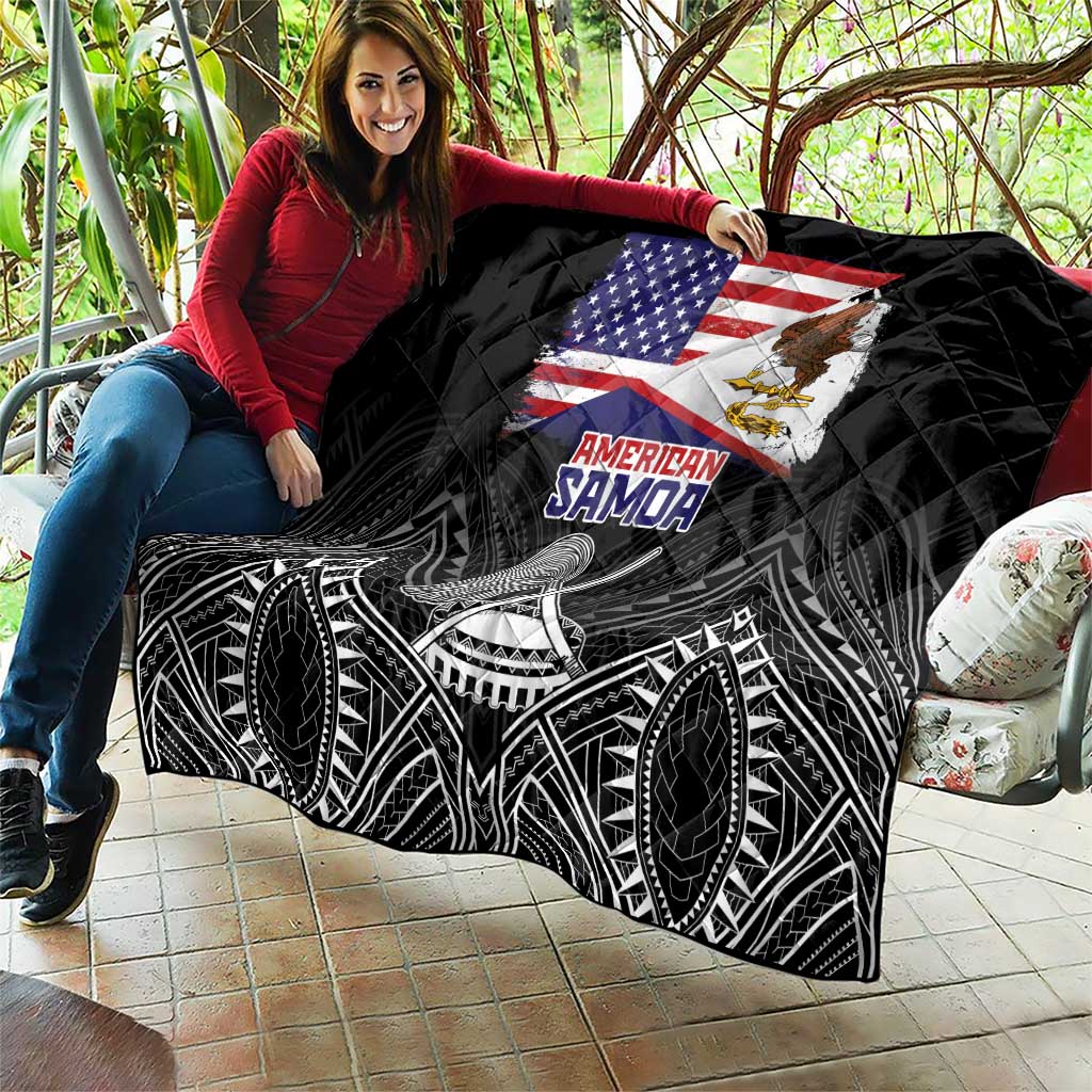 American Samoa Flag Day Quilt Bald Eagle With Polynesian Pattern LT05 - Polynesian Pride