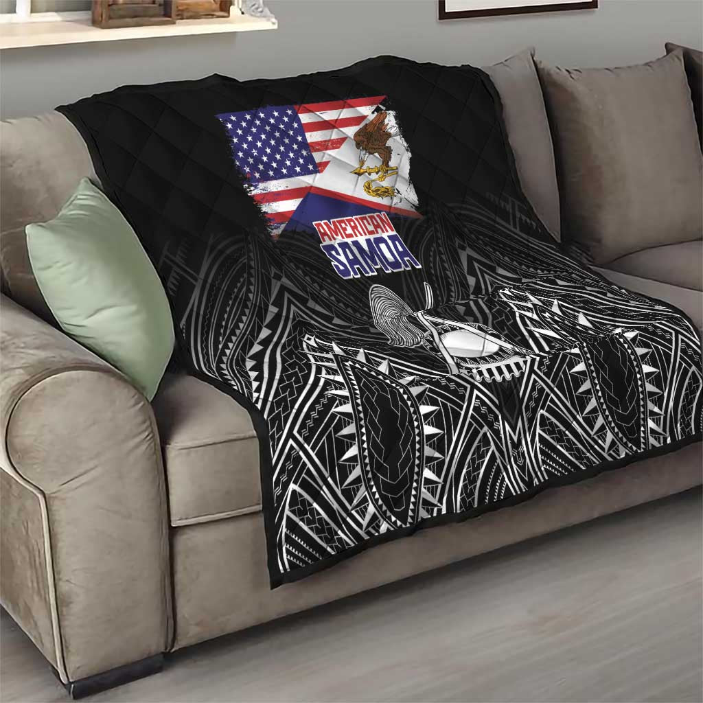 American Samoa Flag Day Quilt Bald Eagle With Polynesian Pattern LT05 - Polynesian Pride