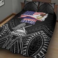 American Samoa Flag Day Quilt Bed Set Bald Eagle With Polynesian Pattern LT05 - Polynesian Pride