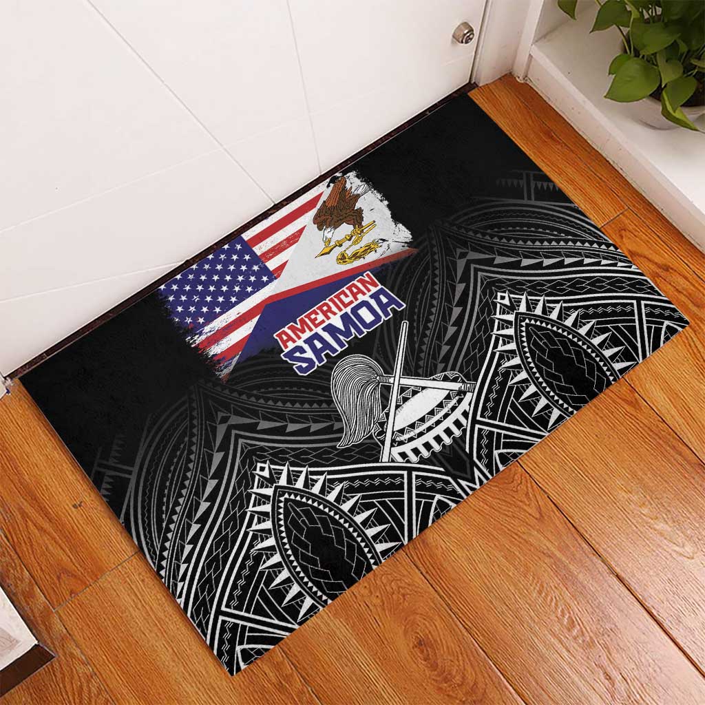 American Samoa Flag Day Rubber Doormat Bald Eagle With Polynesian Pattern LT05 - Polynesian Pride