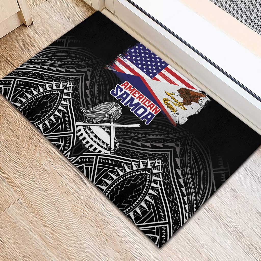 American Samoa Flag Day Rubber Doormat Bald Eagle With Polynesian Pattern LT05 - Polynesian Pride