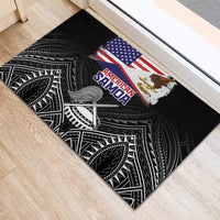 American Samoa Flag Day Rubber Doormat Bald Eagle With Polynesian Pattern LT05 - Polynesian Pride