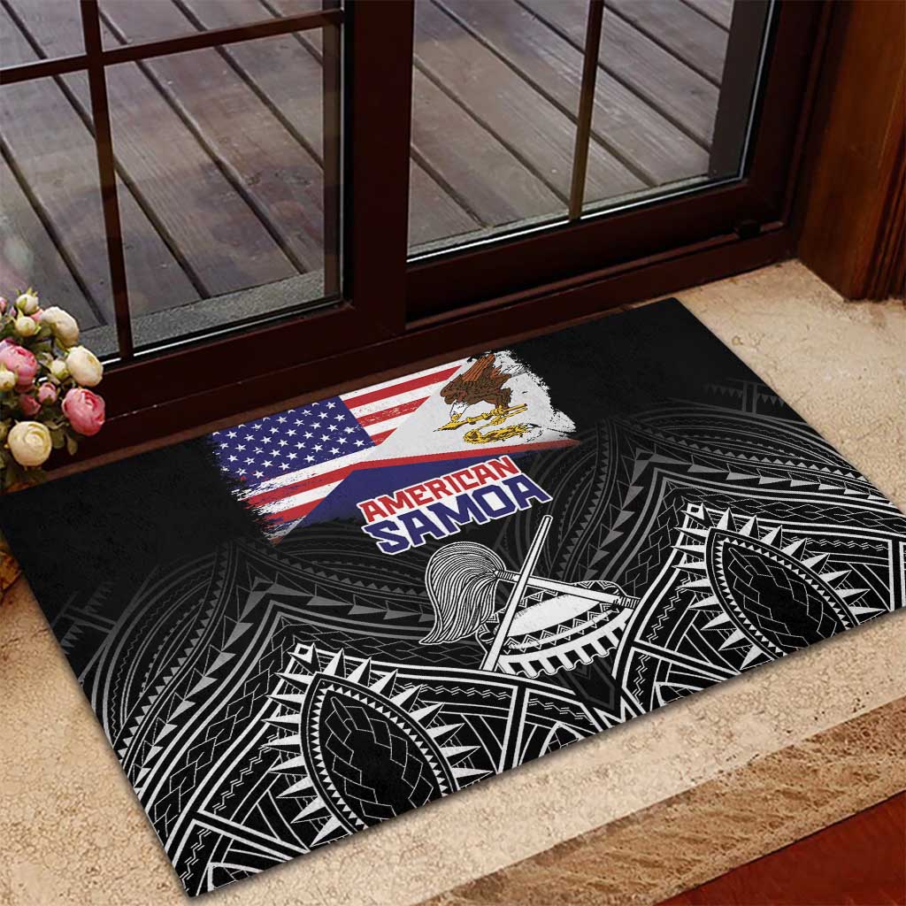 American Samoa Flag Day Rubber Doormat Bald Eagle With Polynesian Pattern LT05 - Polynesian Pride