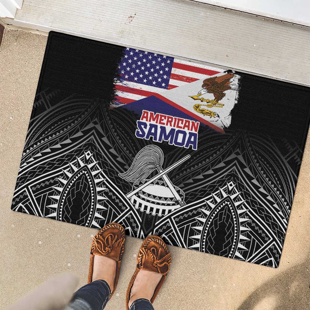 American Samoa Flag Day Rubber Doormat Bald Eagle With Polynesian Pattern LT05 - Polynesian Pride