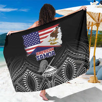 American Samoa Flag Day Sarong Bald Eagle With Polynesian Pattern LT05 One Size 44 x 66 inches Black - Polynesian Pride