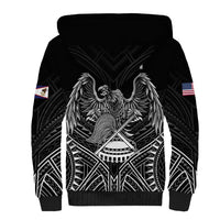 Personalised American Samoa Flag Day Sherpa Hoodie Bald Eagle With Polynesian Pattern LT05 - Polynesian Pride