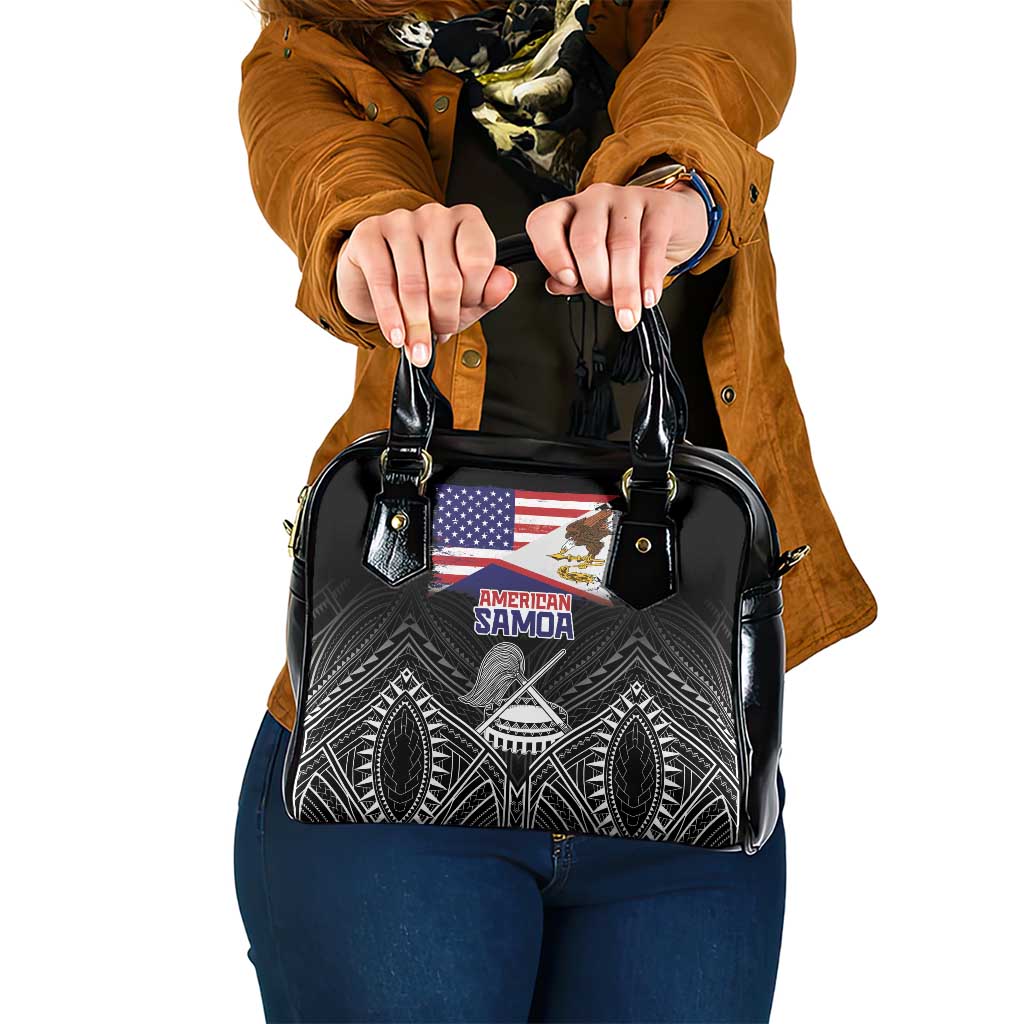 American Samoa Flag Day Shoulder Handbag Bald Eagle With Polynesian Pattern LT05 One Size Black - Polynesian Pride