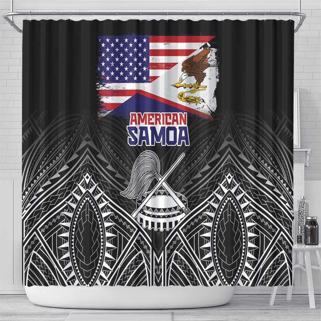 American Samoa Flag Day Shower Curtain Bald Eagle With Polynesian Pattern LT05 - Polynesian Pride