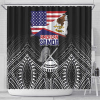 American Samoa Flag Day Shower Curtain Bald Eagle With Polynesian Pattern LT05 - Polynesian Pride