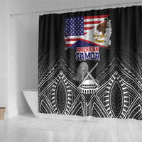 American Samoa Flag Day Shower Curtain Bald Eagle With Polynesian Pattern LT05 - Polynesian Pride