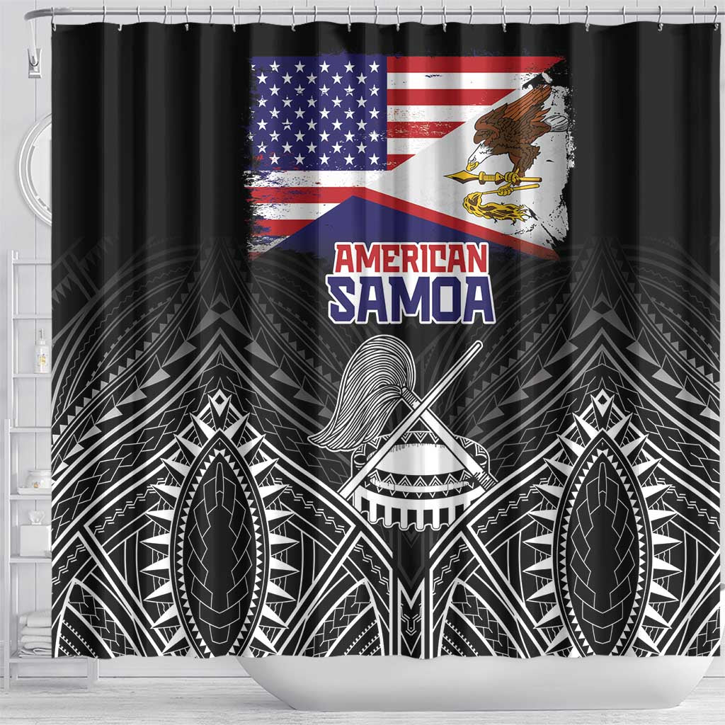 American Samoa Flag Day Shower Curtain Bald Eagle With Polynesian Pattern LT05 - Polynesian Pride