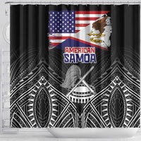American Samoa Flag Day Shower Curtain Bald Eagle With Polynesian Pattern LT05 - Polynesian Pride