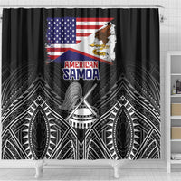 American Samoa Flag Day Shower Curtain Bald Eagle With Polynesian Pattern LT05 - Polynesian Pride