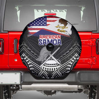 American Samoa Flag Day Spare Tire Cover Bald Eagle With Polynesian Pattern LT05 - Polynesian Pride