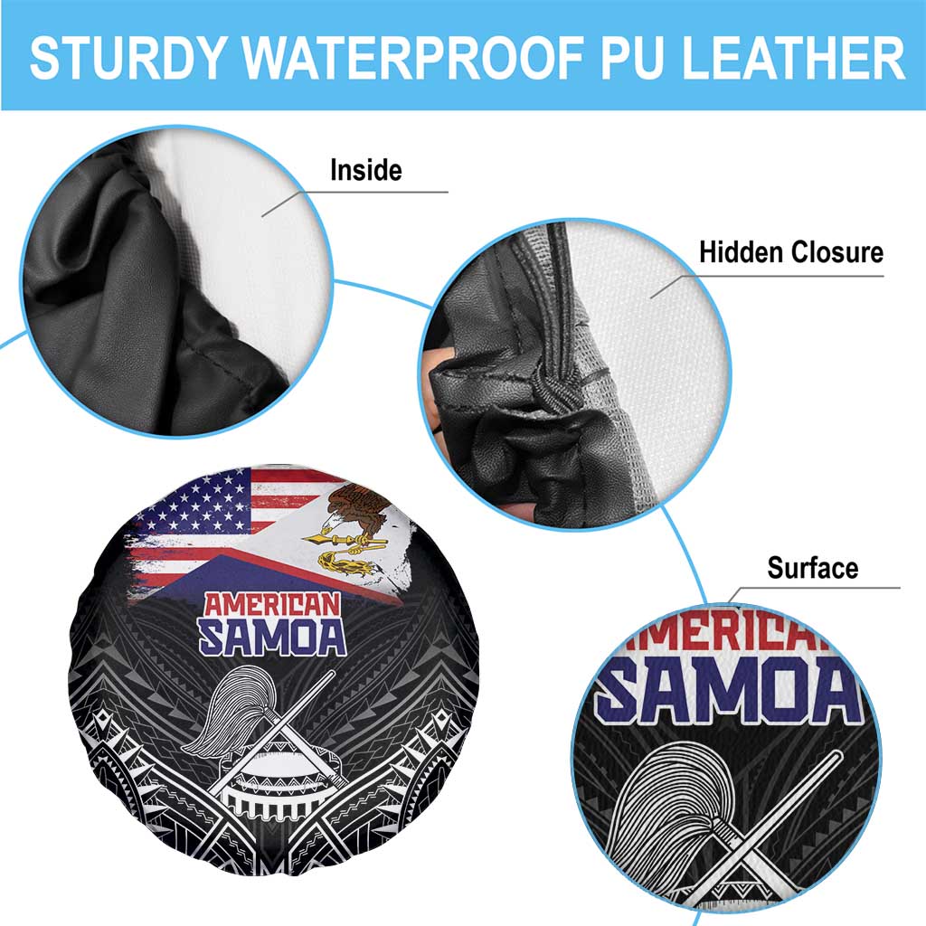 American Samoa Flag Day Spare Tire Cover Bald Eagle With Polynesian Pattern LT05 - Polynesian Pride