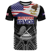 Personalised American Samoa Flag Day T Shirt Bald Eagle With Polynesian Pattern LT05 Black - Polynesian Pride
