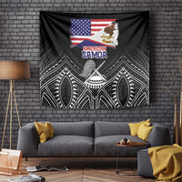 American Samoa Flag Day Tapestry Bald Eagle With Polynesian Pattern LT05 Black - Polynesian Pride