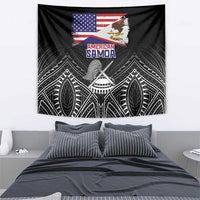 American Samoa Flag Day Tapestry Bald Eagle With Polynesian Pattern LT05 - Polynesian Pride
