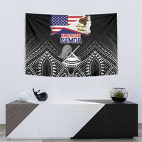 American Samoa Flag Day Tapestry Bald Eagle With Polynesian Pattern LT05 - Polynesian Pride