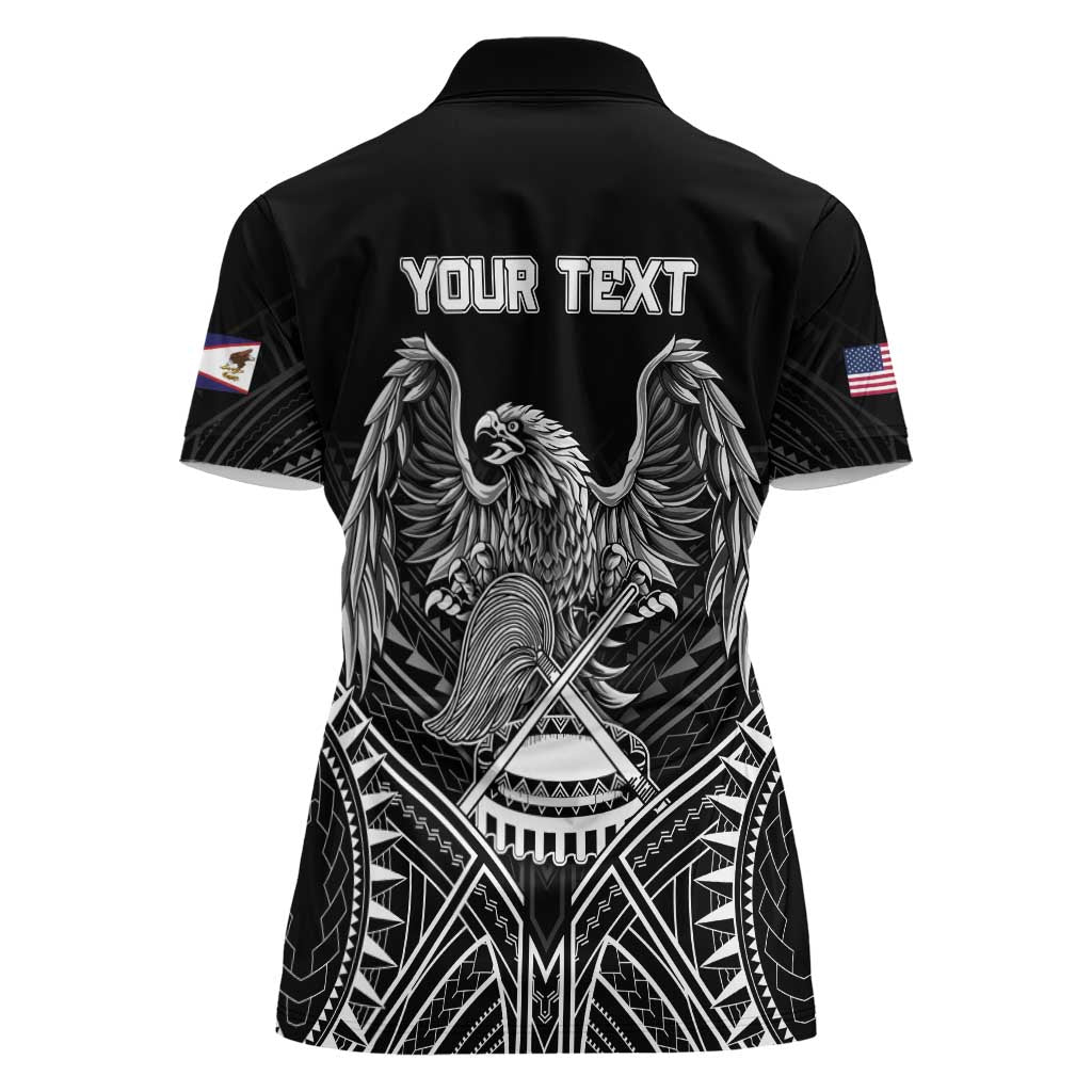Personalised American Samoa Flag Day Women Polo Shirt Bald Eagle With Polynesian Pattern LT05 - Polynesian Pride