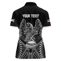 Personalised American Samoa Flag Day Women Polo Shirt Bald Eagle With Polynesian Pattern LT05 - Polynesian Pride