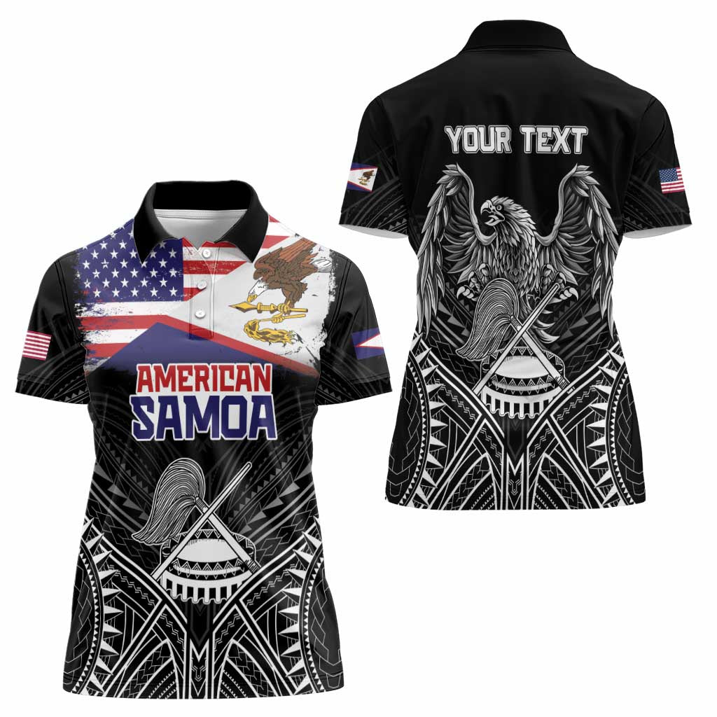 Personalised American Samoa Flag Day Women Polo Shirt Bald Eagle With Polynesian Pattern LT05 - Polynesian Pride