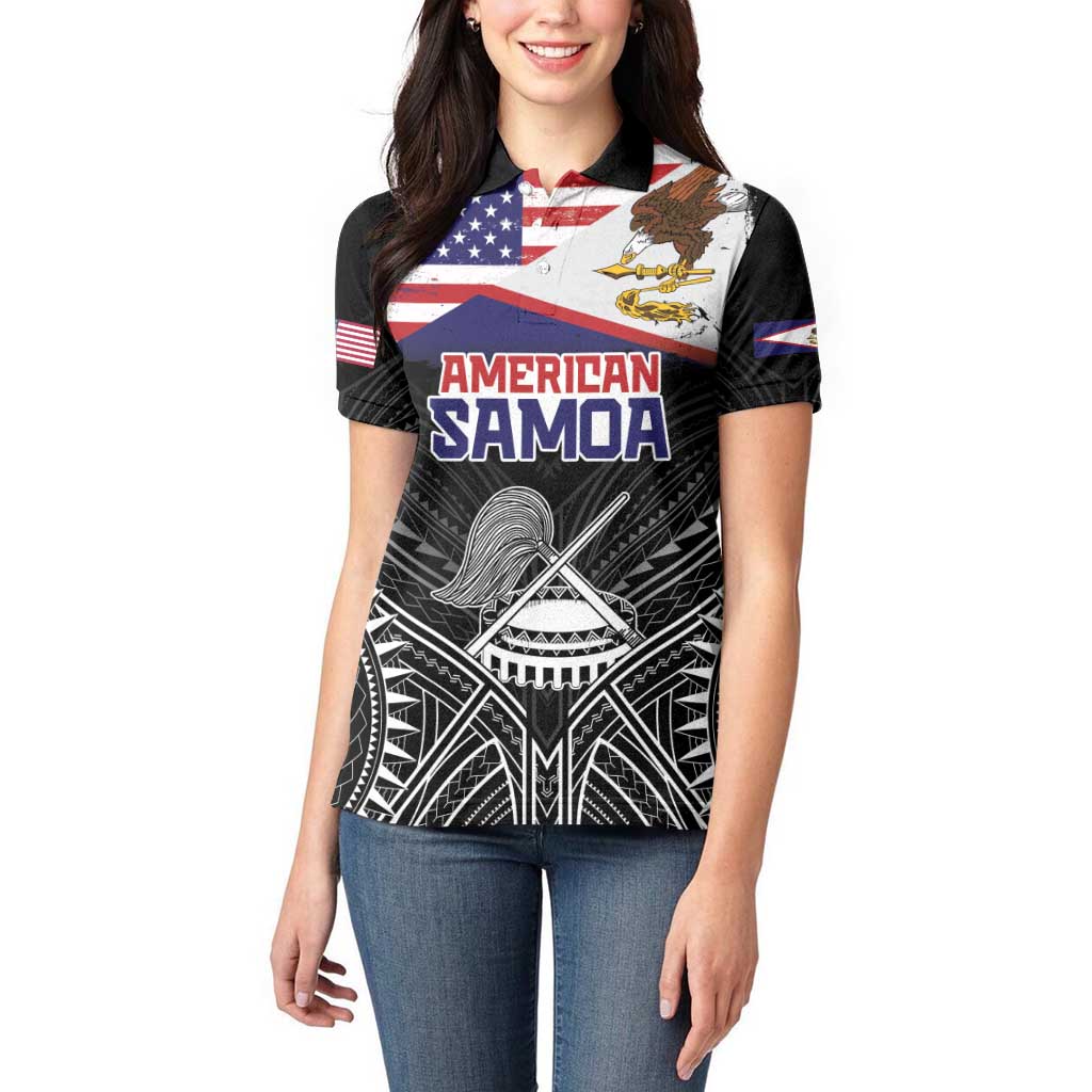 Personalised American Samoa Flag Day Women Polo Shirt Bald Eagle With Polynesian Pattern LT05 - Polynesian Pride