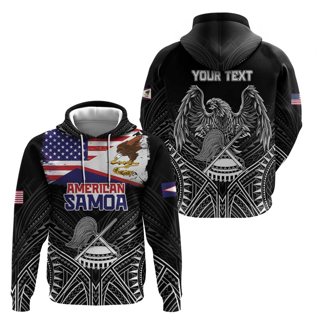 Personalised American Samoa Flag Day Zip Hoodie Bald Eagle With Polynesian Pattern LT05 - Polynesian Pride