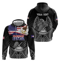 Personalised American Samoa Flag Day Zip Hoodie Bald Eagle With Polynesian Pattern LT05 - Polynesian Pride