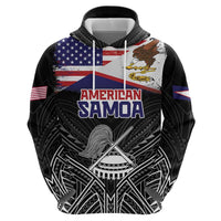 Personalised American Samoa Flag Day Zip Hoodie Bald Eagle With Polynesian Pattern LT05 - Polynesian Pride