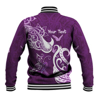 Personalised Fibromyalgia Awareness Baseball Jacket Polynesian Purple Ribbon LT05 - Polynesian Pride