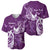 Personalised Fibromyalgia Awareness Baseball Jersey Polynesian Purple Ribbon