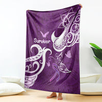 Fibromyalgia Awareness Blanket Polynesian Purple Ribbon LT05 - Polynesian Pride