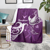 Fibromyalgia Awareness Blanket Polynesian Purple Ribbon LT05 - Polynesian Pride