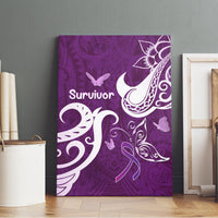 Fibromyalgia Awareness Canvas Wall Art Polynesian Purple Ribbon LT05 - Polynesian Pride