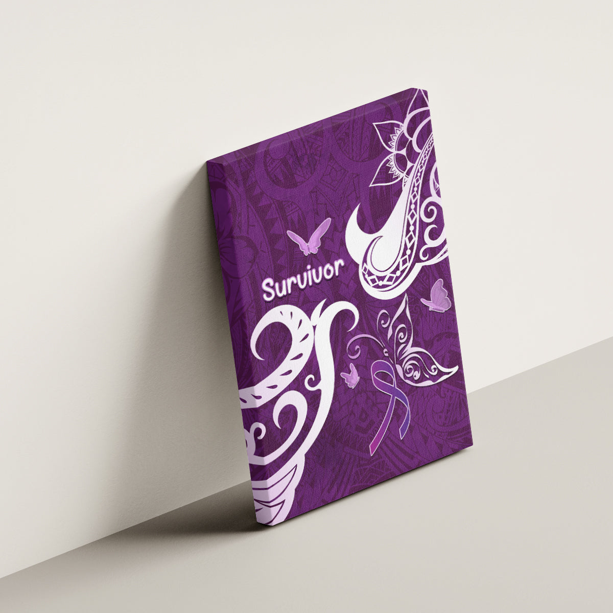Fibromyalgia Awareness Canvas Wall Art Polynesian Purple Ribbon LT05 - Polynesian Pride