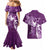 Personalised Fibromyalgia Awareness Couples Matching Mermaid Dress and Hawaiian Shirt Polynesian Purple Ribbon