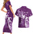 Personalised Fibromyalgia Awareness Couples Matching Short Sleeve Bodycon Dress and Hawaiian Shirt Polynesian Purple Ribbon