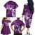 Personalised Fibromyalgia Awareness Family Matching Off The Shoulder Long Sleeve Dress and Hawaiian Shirt Polynesian Purple Ribbon