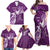 Personalised Fibromyalgia Awareness Family Matching Off Shoulder Maxi Dress and Hawaiian Shirt Polynesian Purple Ribbon